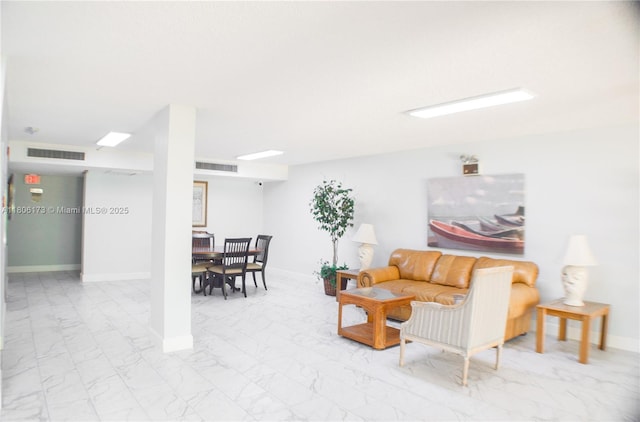 733 SE 1st Way Unit 206, Deerfield Beach, FL 33441 - living room with marble look tiles and baseboards