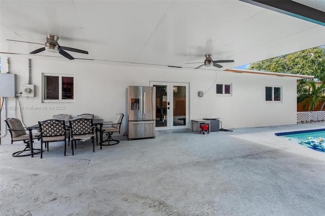 3201 NE 9th Ter, Pompano Beach, FL 33064 - view of patio / terrace with a ceiling fan, french doors, and outdoor dining area