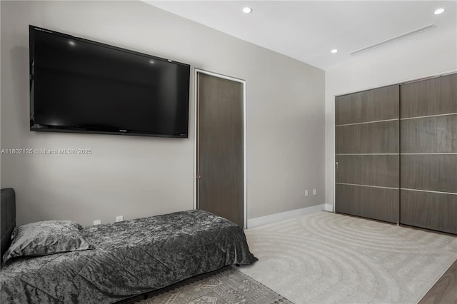 12880 N Bayshore Dr, North Miami, FL 33181 - bedroom featuring recessed lighting, baseboards, and carpet
