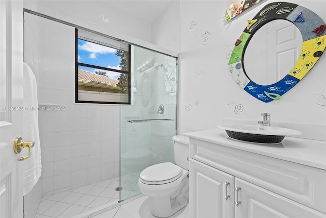 11034 Via, San Remo, Boynton Beach, FL 33437 - bathroom featuring a stall shower, vanity, and toilet