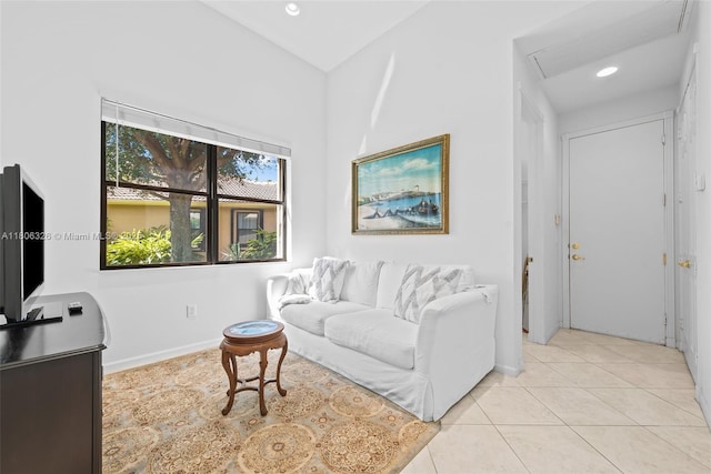 11034 Via, San Remo, Boynton Beach, FL 33437 - living room featuring recessed lighting, light tile patterned floors, and baseboards