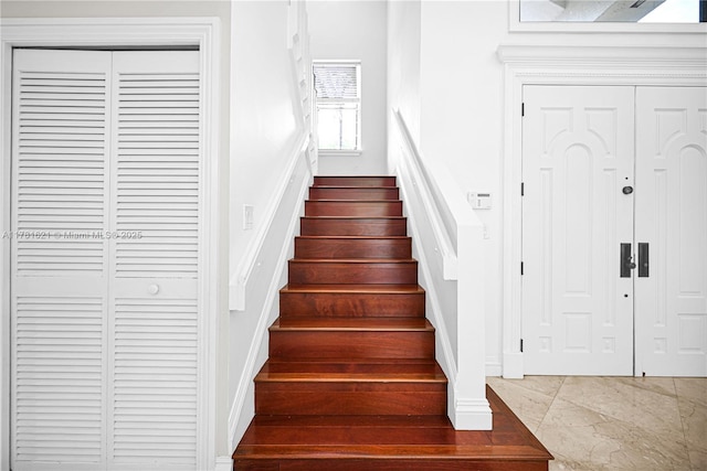 9866 SW 111th Ter, Miami, FL 33176 - stairway with marble finish floors and baseboards