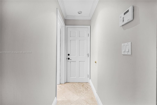 9866 SW 111th Ter, Miami, FL 33176 - hall featuring crown molding and baseboards