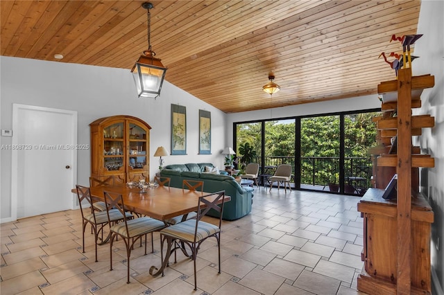 101 Ocean Lane Dr Unit 4012, Key Biscayne, FL 33149 - dining space featuring wood ceiling and lofted ceiling