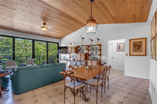 101 Ocean Lane Dr Unit 4012, Key Biscayne, FL 33149 - dining area featuring wood ceiling, vaulted ceiling, and baseboards