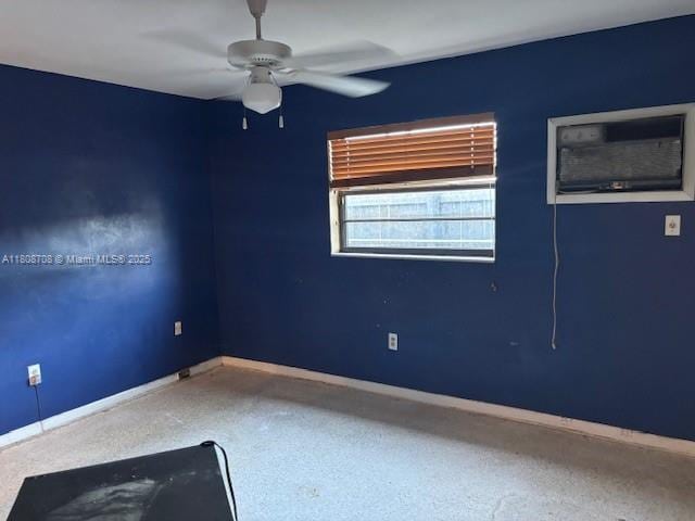 9301 SW 16th St, Miami, FL 33165 - empty room featuring ceiling fan, baseboards, and a wall unit AC