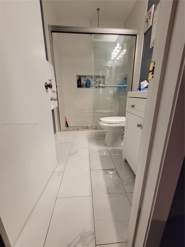 1025 Green Pine Blvd Unit B, West Palm Beach, FL 33409 - full bath featuring marble finish flooring, toilet, and a shower stall
