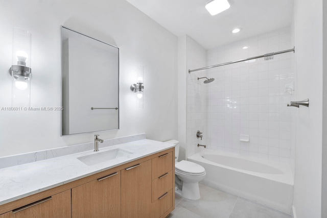 2001 Biscayne Blvd Unit 2308, Miami, FL 33137 - bathroom featuring vanity, toilet, tile patterned floors, and shower / bathtub combination
