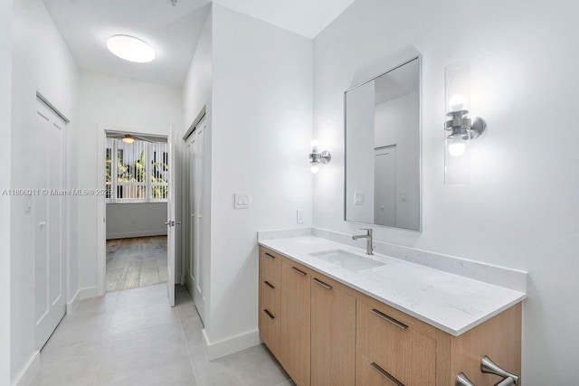 2001 Biscayne Blvd Unit 2308, Miami, FL 33137 - bathroom featuring vanity, baseboards, and tile patterned floors