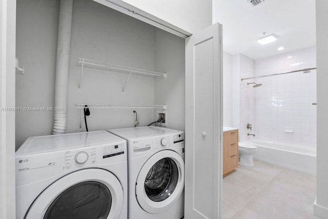 2001 Biscayne Blvd Unit 2308, Miami, FL 33137 - washroom with independent washer and dryer and light tile patterned flooring