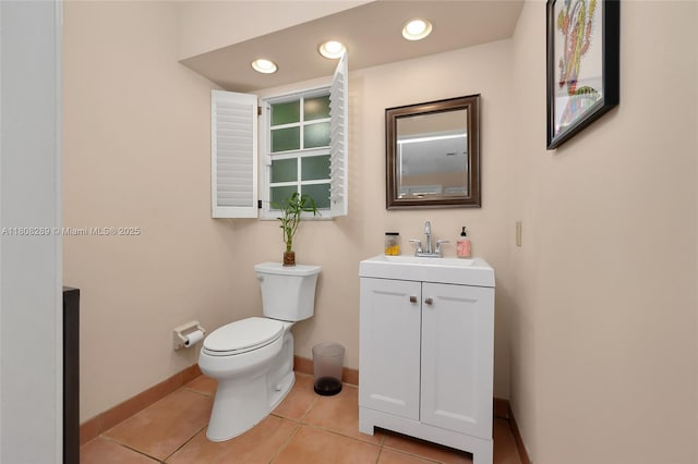2215 SW 14th Pl, Boca Raton, FL 33486 - half bathroom featuring vanity, tile patterned floors, and recessed lighting
