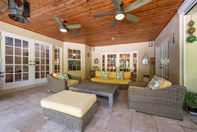 2215 SW 14th Pl, Boca Raton, FL 33486 - view of patio with french doors, a ceiling fan, and an outdoor hangout area
