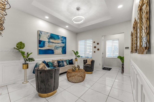 17612 SW 153rd Ave, Miami, FL 33187 - living area with recessed lighting and light marble finish floors