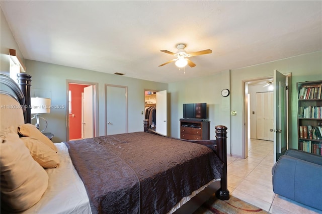 2071 SW 68th Way, Miramar, FL 33023 - bedroom featuring light tile patterned floors, ceiling fan, and a spacious closet