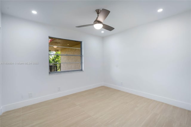3361 NW 47th Ter Unit 329, Lauderdale Lakes, FL 33319 - spare room with recessed lighting, baseboards, and ceiling fan