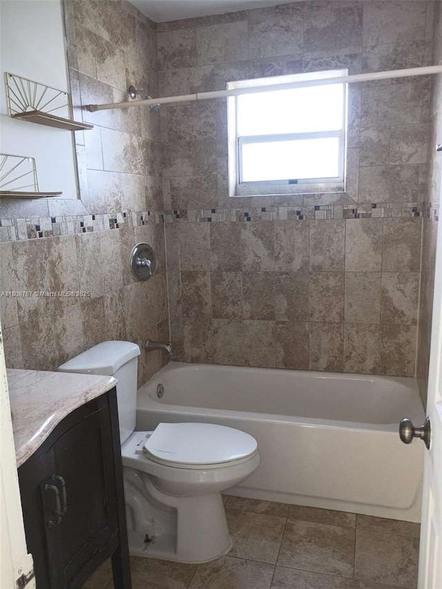 1800 SW 25th St Unit 2305, Miami, FL 33133 - bathroom featuring toilet, bathtub / shower combination, vanity, and tile patterned floors
