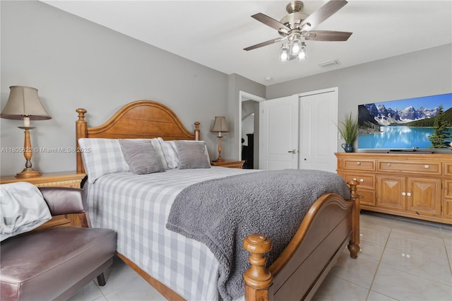 17833 SW 149th Pl, Miami, FL 33187 - bedroom with light tile patterned floors, a closet, and ceiling fan