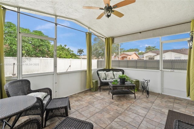 17833 SW 149th Pl, Miami, FL 33187 - sunroom / solarium with ceiling fan, lofted ceiling, and an outdoor living space