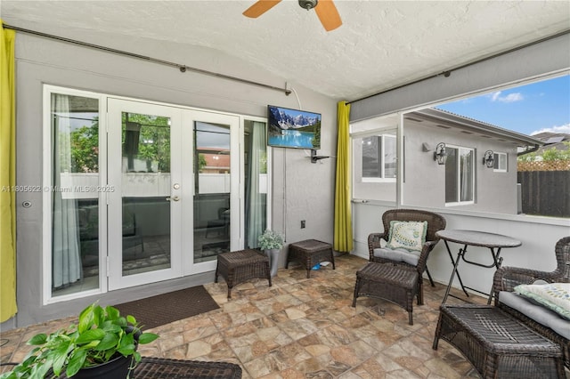 17833 SW 149th Pl, Miami, FL 33187 - view of patio / terrace featuring french doors and a ceiling fan