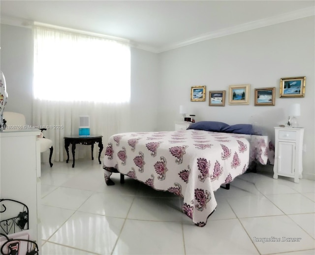 3600 NE 170th St Unit 404, North Miami Beach, FL 33160 - bedroom featuring light tile patterned flooring and ornamental molding
