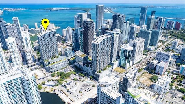 68 SE 6th St Unit 1403, Miami, FL 33131 - aerial overview of property's location with nearby urban area and a nearby body of water