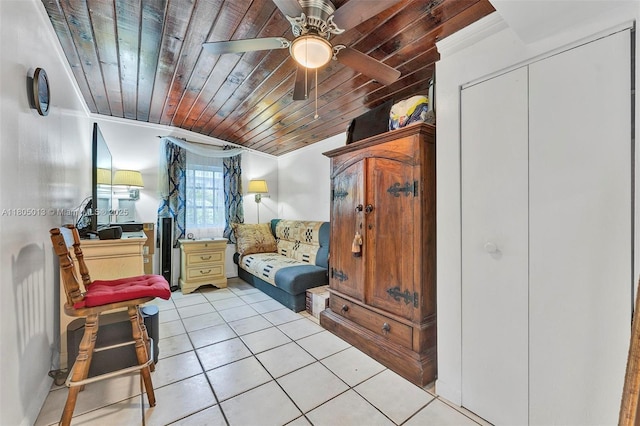 2442 Fillmore St, Hollywood, FL 33020 - sitting room with wooden ceiling, ceiling fan, and light tile patterned floors