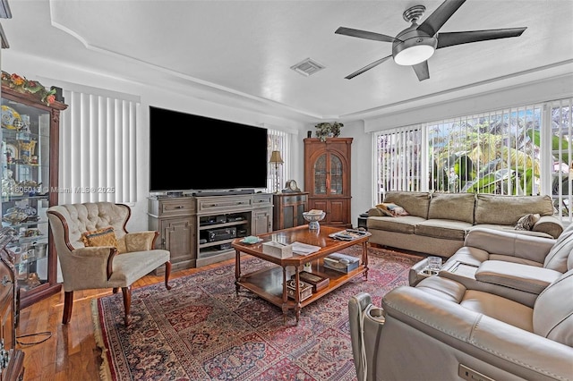 2442 Fillmore St, Hollywood, FL 33020 - living room with ceiling fan and wood finished floors