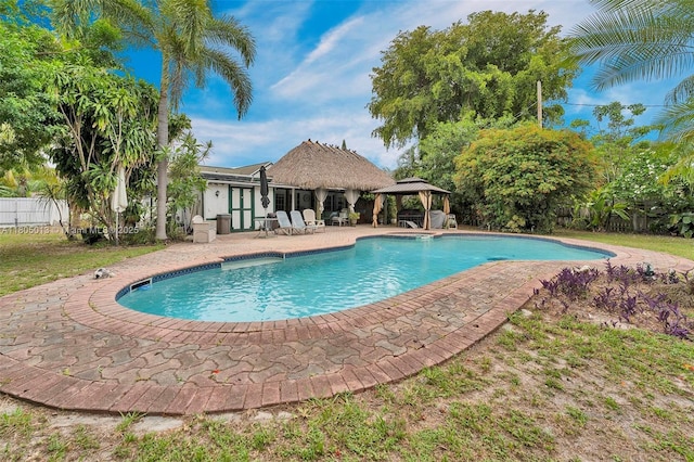2442 Fillmore St, Hollywood, FL 33020 - outdoor pool with a gazebo and a patio area