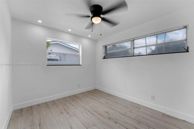 17761 SW 113th Ct, Miami, FL 33157 - spare room with wood finished floors, ceiling fan, baseboards, and recessed lighting