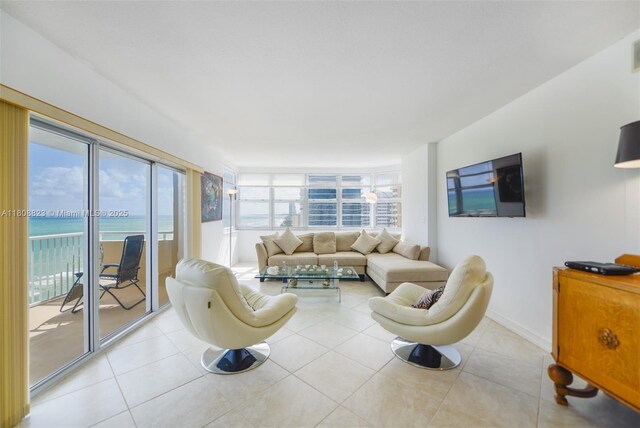 1950 S Ocean Dr Unit 18Q, Hallandale Beach, FL 33009 - living area with light tile patterned floors