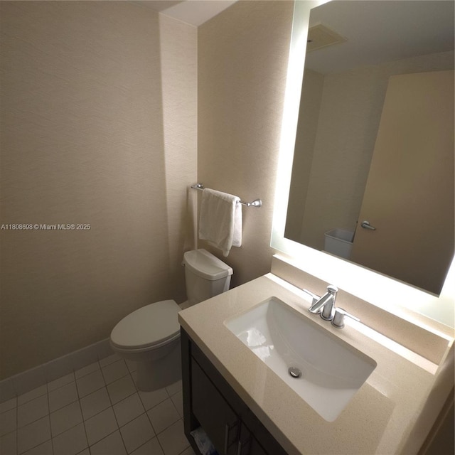 17375 Collins Ave Unit 1101, Sunny Isles Beach, FL 33160 - half bath with toilet, vanity, and tile patterned flooring