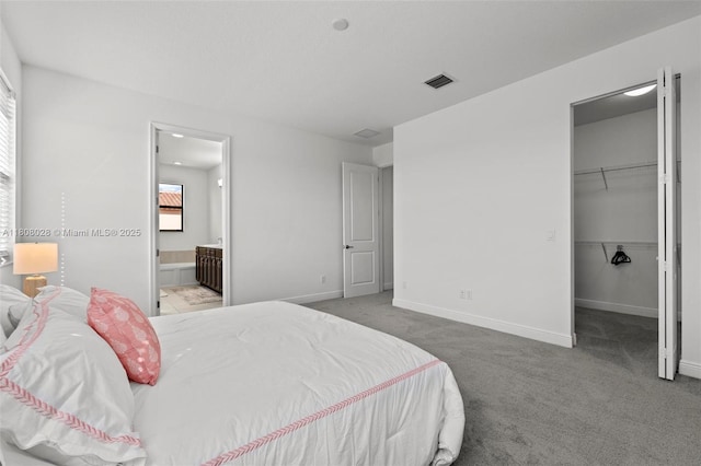 16450 Sea Turtle Pl, Loxahatchee, FL 33470 - bedroom with carpet flooring, baseboards, a spacious closet, and ensuite bath