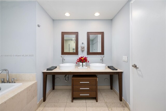 485 Brickell Ave Unit 1604, Miami, FL 33131 - full bath with toilet, a bath, a stall shower, and tile patterned flooring