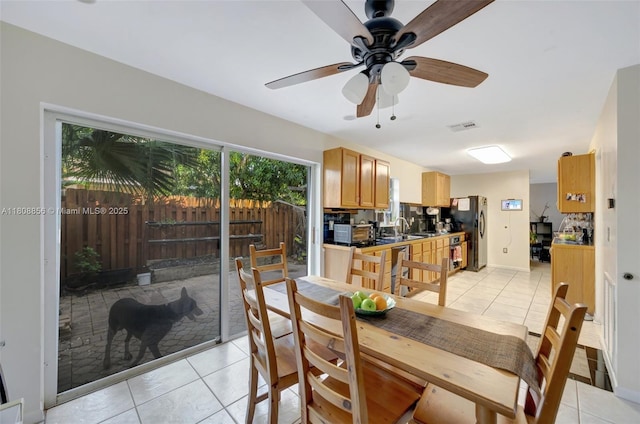 21519 SW 90th Ave, Cutler Bay, FL 33189 - dining room featuring light tile patterned flooring and ceiling fan