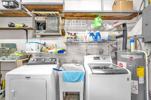 1520 N 25th Ave, Hollywood, FL 33020 - laundry room with water heater, washer and dryer, and electric panel