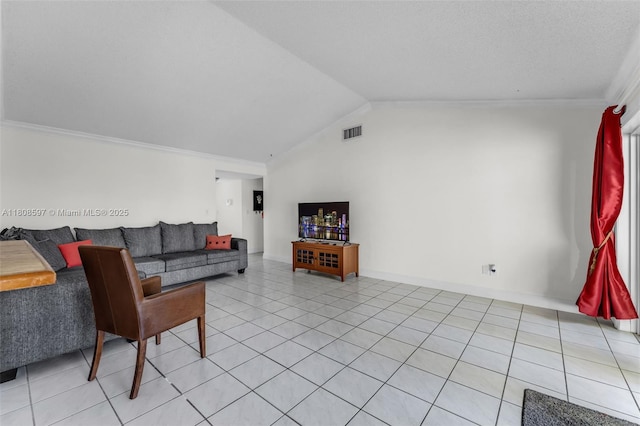 10362 SW 208th Ln, Cutler Bay, FL 33189 - living area featuring lofted ceiling, crown molding, and light tile patterned floors