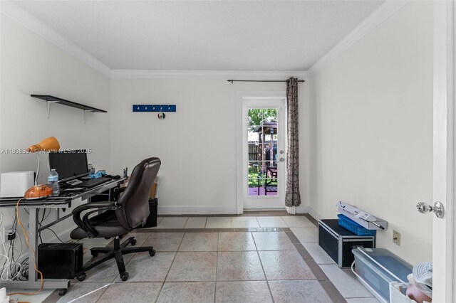10362 SW 208th Ln, Cutler Bay, FL 33189 - office with ornamental molding, baseboards, and tile patterned floors