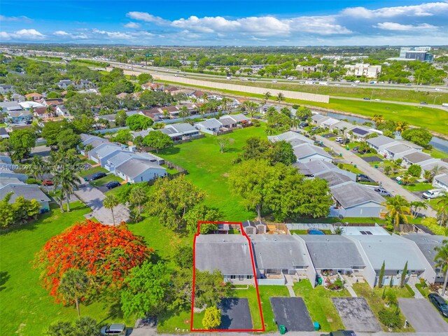 10362 SW 208th Ln, Cutler Bay, FL 33189 - aerial perspective of suburban area featuring property parcel outlined