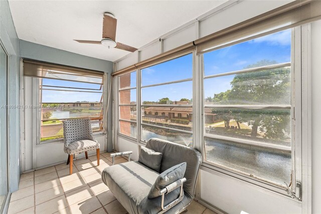 9401 Sunrise Lakes Blvd Unit 307, Sunrise, FL 33322 - sunroom / solarium with a water view and a ceiling fan