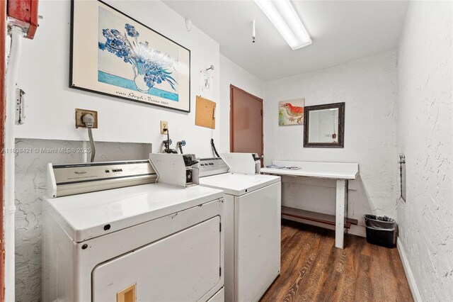 9401 Sunrise Lakes Blvd Unit 307, Sunrise, FL 33322 - community laundry room with independent washer and dryer, dark wood finished floors, and a textured wall