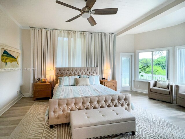 168 Indian Mound Trl, Tavernier, FL 33070 - bedroom featuring light wood-style flooring, baseboards, and a ceiling fan