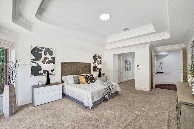 169 Dockside Cir, Weston, FL 33327 - carpeted bedroom with ornamental molding, a tray ceiling, and baseboards