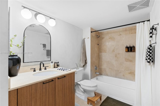 2101 Brickell Ave Unit 1702, Miami, FL 33129 - bathroom featuring vanity, shower / tub combo, toilet, and tile patterned flooring