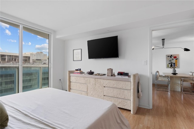 2101 Brickell Ave Unit 1702, Miami, FL 33129 - bedroom featuring access to outside, light wood-type flooring, and baseboards