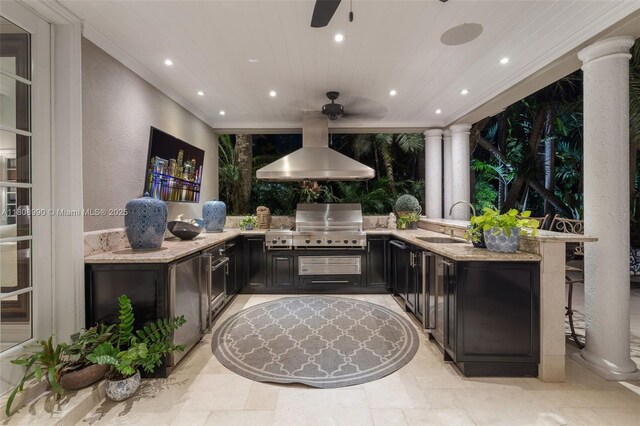 7360 SW 164th St, Palmetto Bay, FL 33157 - view of patio featuring a sink and ceiling fan