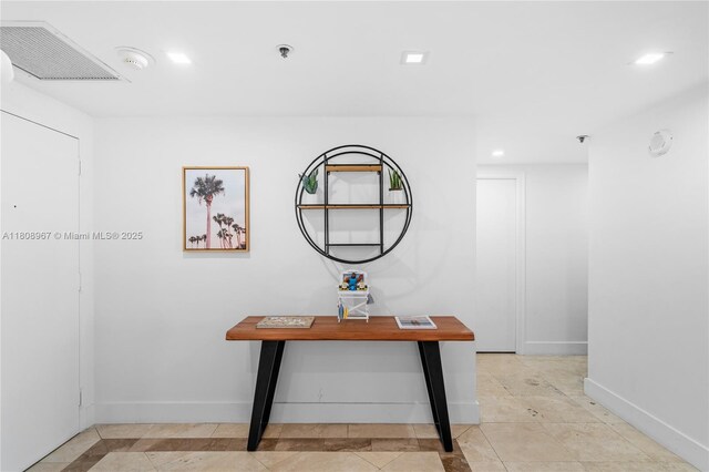 201 Crandon Blvd Unit 1030, Key Biscayne, FL 33149 - corridor with recessed lighting, baseboards, and light tile patterned floors