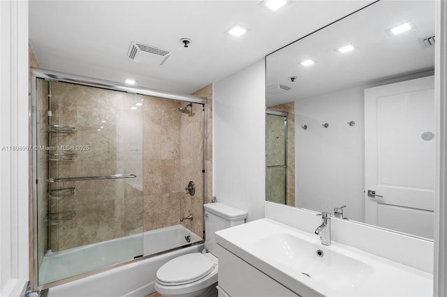 201 Crandon Blvd Unit 1030, Key Biscayne, FL 33149 - full bathroom with vanity, toilet, recessed lighting, and bath / shower combo with glass door