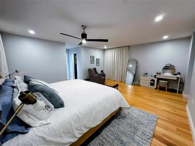 14870 SW 152nd Ct, Miami, FL 33196 - bedroom featuring wood finished floors, recessed lighting, and a ceiling fan