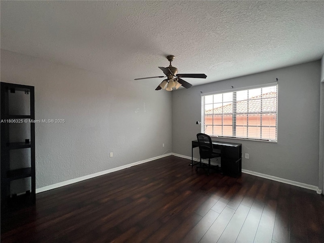 20820 San Simeon Way Unit 24-G, Miami, FL 33179 - unfurnished office with wood finished floors, a ceiling fan, baseboards, and a textured ceiling