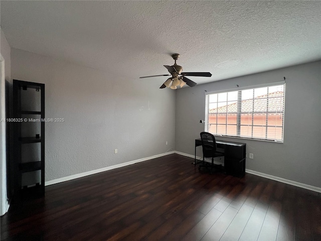 20820 San Simeon Way Unit 24-G, Miami, FL 33179 - unfurnished office featuring dark wood-type flooring, ceiling fan, a textured ceiling, and baseboards